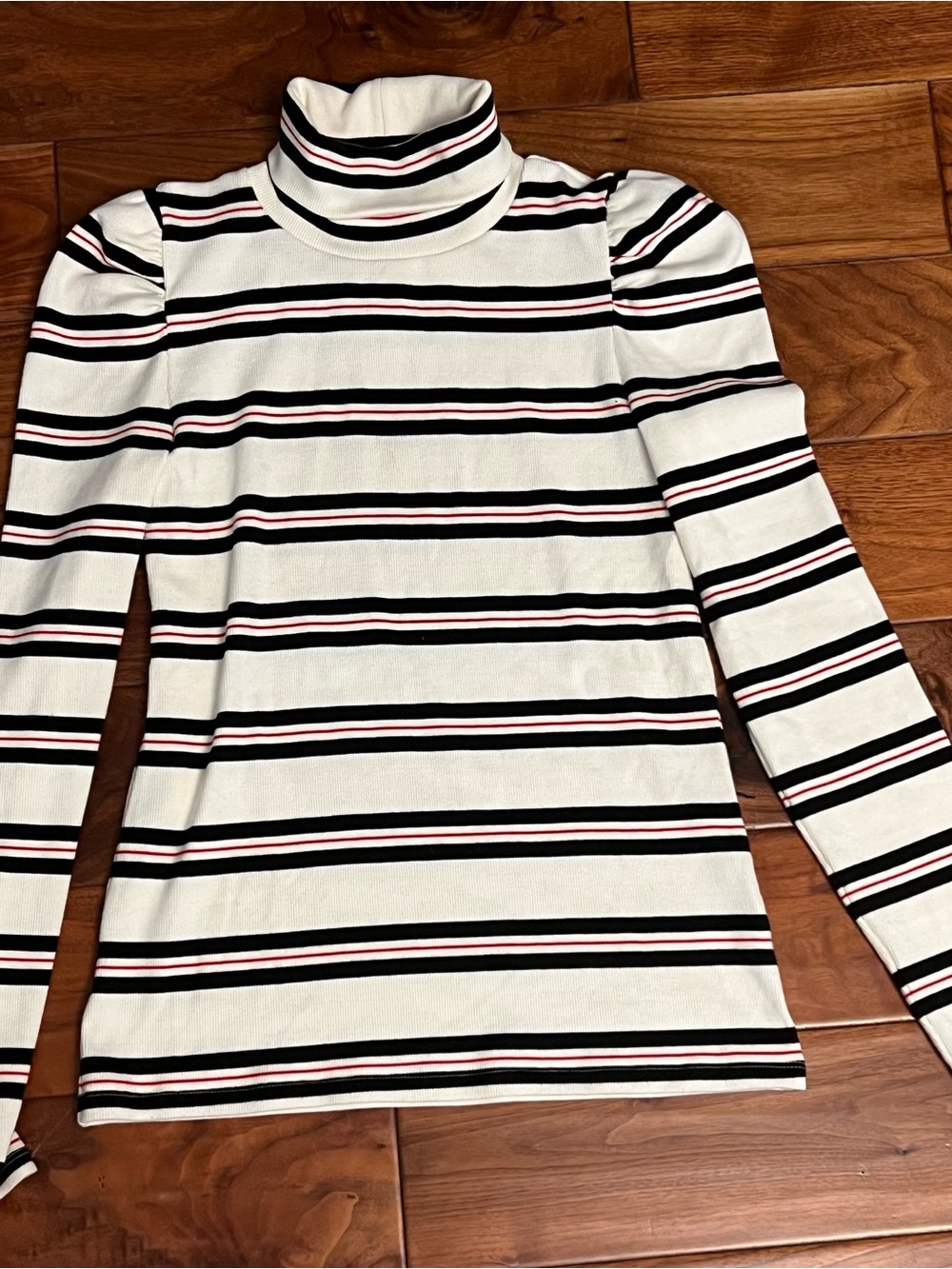 Veronica Beard Women’s Cream Striped Turtleneck Long Sleeve Top